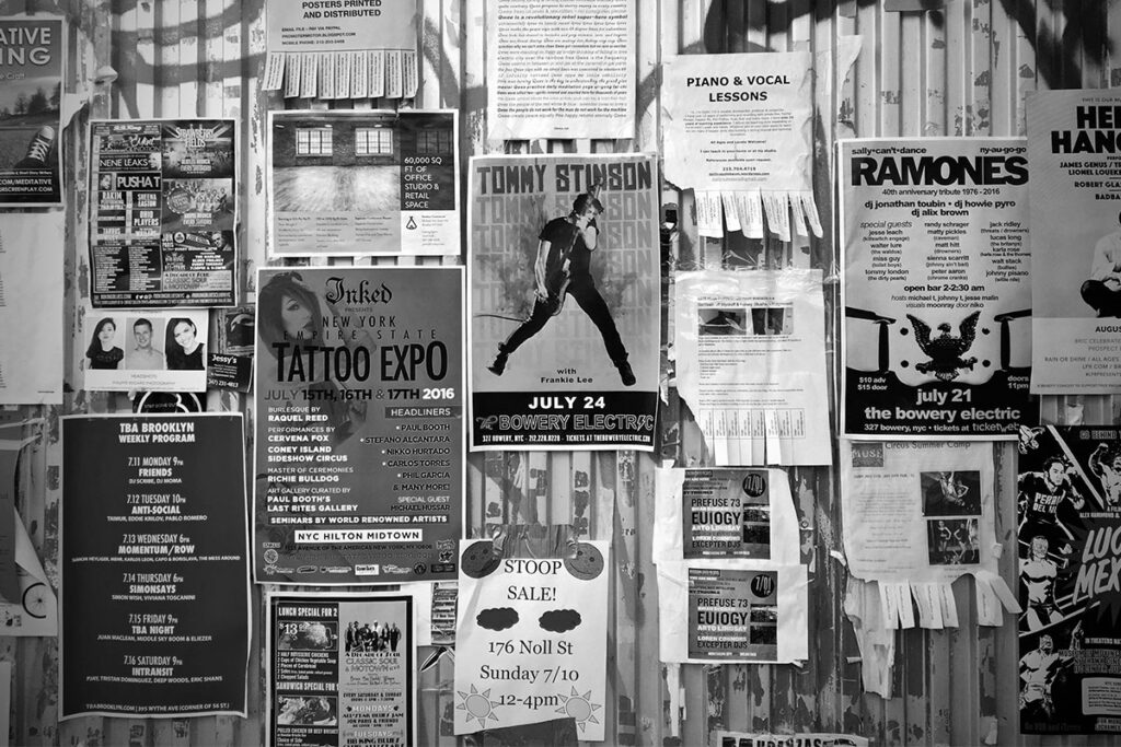 Advertising vs Marketing - wall of posters